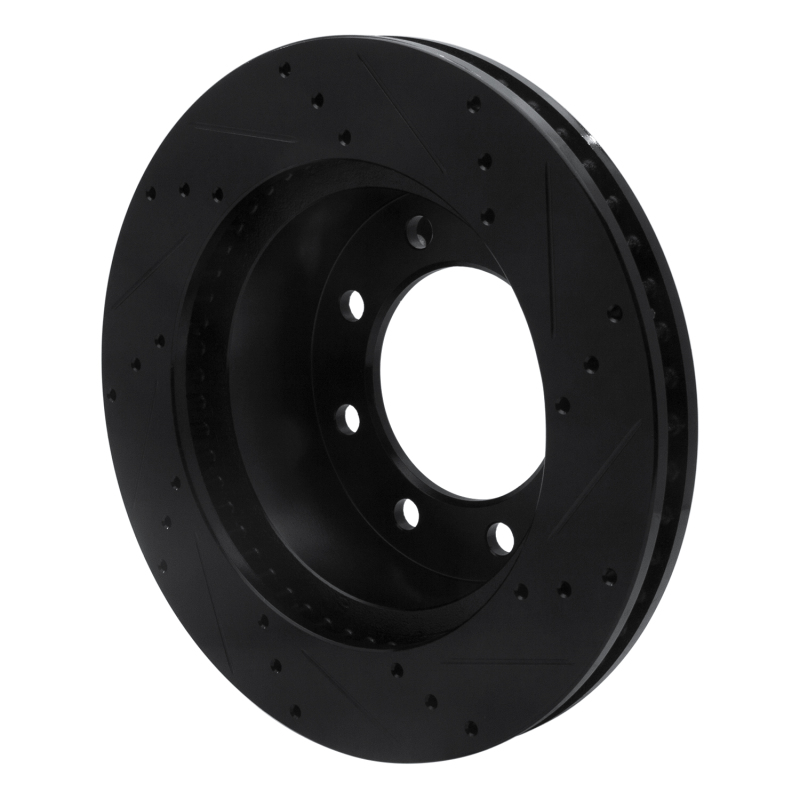 Dodge Ram 2500 Brake Rotor (1) - Front Left - R1 Concepts - Drilled & Slotted - Black - `03-`08
